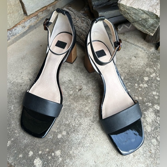 Louise et Cie Gabrie black leather Heeled Elegant sandals w/block heel Sz-9. Q - Picture 2 of 10